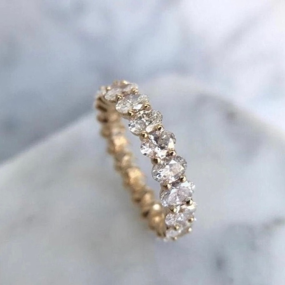 Eternity ring 10k yellow gold moissanite size 5 3/4